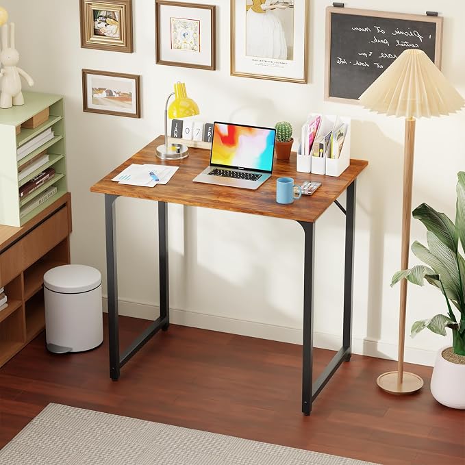 PayLessHere | 32 Inch Computer Desk | Vintage | Sturdy Office Desk | Metal Frame, Adjustable Feet | Water-Resistant, Scratchproof Surface | Writing Table for Home Office or Study | Pack of 1