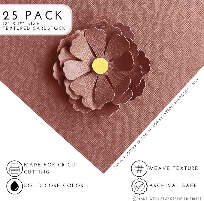 HOT CHOCOLATE—12x12 Textured Cardstock | 80lb Textured Brown/Tan Scrapbook Paper | Premium Cardstock for Cricut Cutting | 25 Sheets
