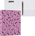 3 Ring Binder Bats Crosses Stars Gothic 1.5 Inch Three Ring Binder | Cute Binder with 3 Storage Pockets for Women School Office Supplies