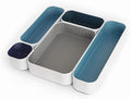 Three by Three Seattle Metal Drawer Organizer Tray Set, 5-Pc, 2" (Assorted) | Deep 2" food-safe metal bins; soft non-scratch base; perfect for kitchen utensils, tools & bulkier drawer items