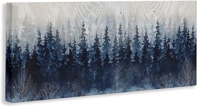 Rustic Blue Forest Tree Line, 13 x 30 Inch Canvas Wall Art | Stupell Industries · By Carol Robinson · Ready to hang · Cabin and lodge decor · Made in USA