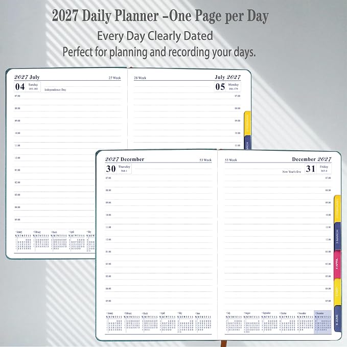 2027 Daily Planner -One Page per Day, Daily Calendar Book 8.26'' x 5.9''