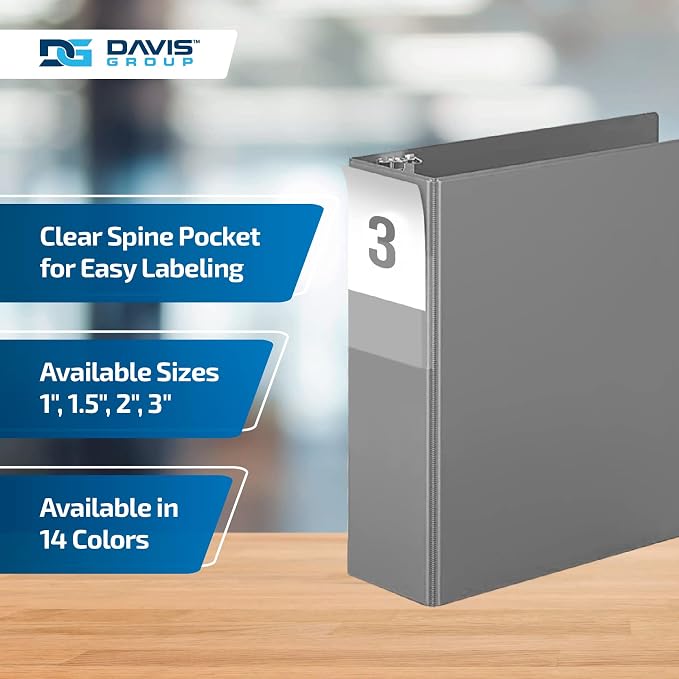 Premium Economy 6-Pack 3-Ring Binders for School or Office, D-Ring Binders, 3 Inch, Gray