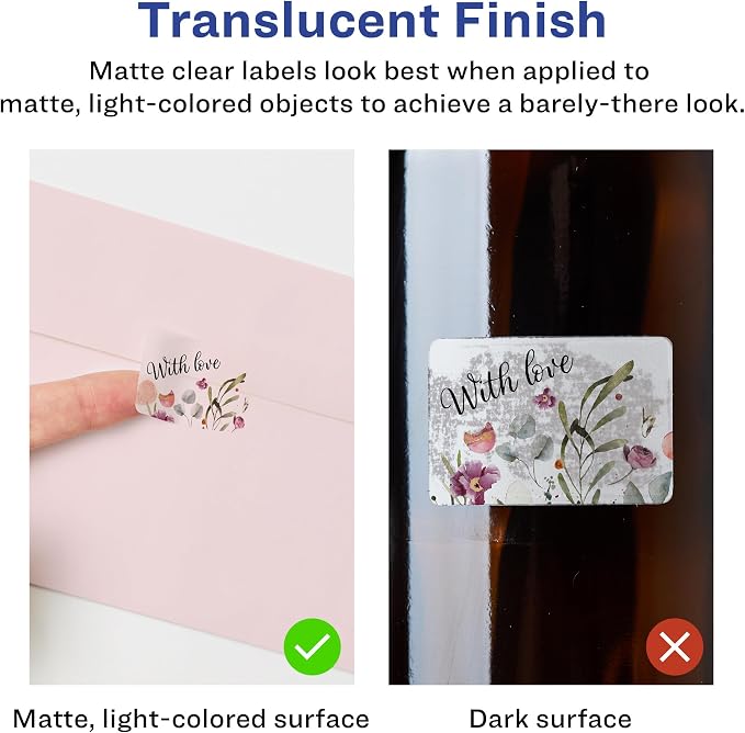 Avery® Matte Clear Rectangle Labels, Sure Feed® Technology, 1" x 1.5", 800 Matte Clear Labels, Print-to-The-Edge, Laser/Inkjet Printable