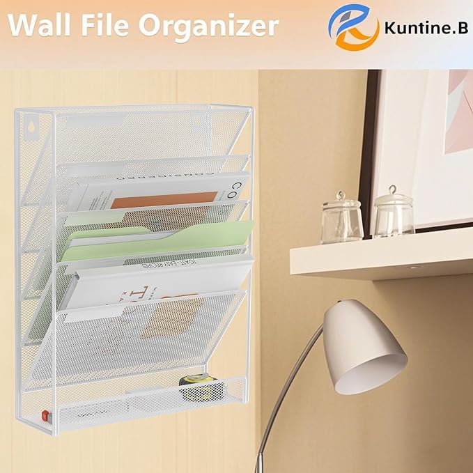 Kuntine.B Wall File Organizer Office Hanging Magazine Holder Wall File Organizer for Office Home