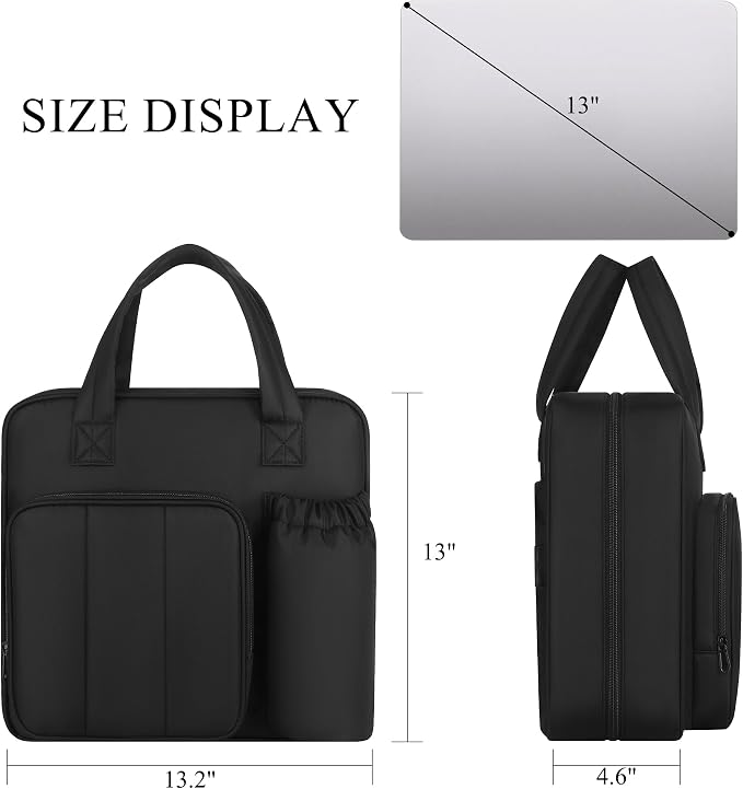 Upgraded Zipper Binder | 3-Inch & 2-Inch O-Rings, 600 Sheet Capacity Trapper Keeper with 13 Inch Laptop Sleeve & Water Bottle Holder, Binder Bag with Multi-Pockets & Shoulder Strap (Black)