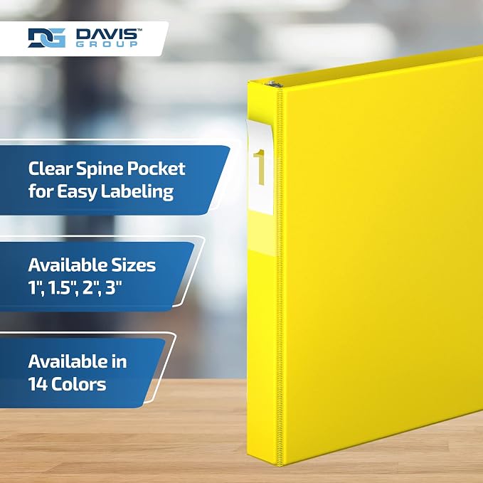 Premium Economy 6-Pack 3-Ring Binders for School or Office, D-Ring Binders, 1 Inch, Yellow