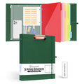 Ospelelf 3 Ring Binder 1 Inch Binder Organizer with Zipper Pouch, Linen Hardcover Portfolio Clipboards for Letter Size (8.5" x 11"), 5 Plastic Binder Dividers with 10 Pockets (Green)