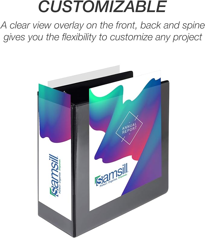 Samsill Durable 5 inch 3 Ring Binder, Locking D Ring 100% Recycled Chipboard, Black, Pallet of 192 Binders in 32 Cartons
