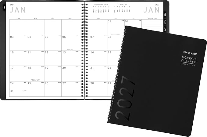 AT-A-GLANCE 2027 Planner, Monthly, 9" x 11", Contemporary, Black (70260X0527)