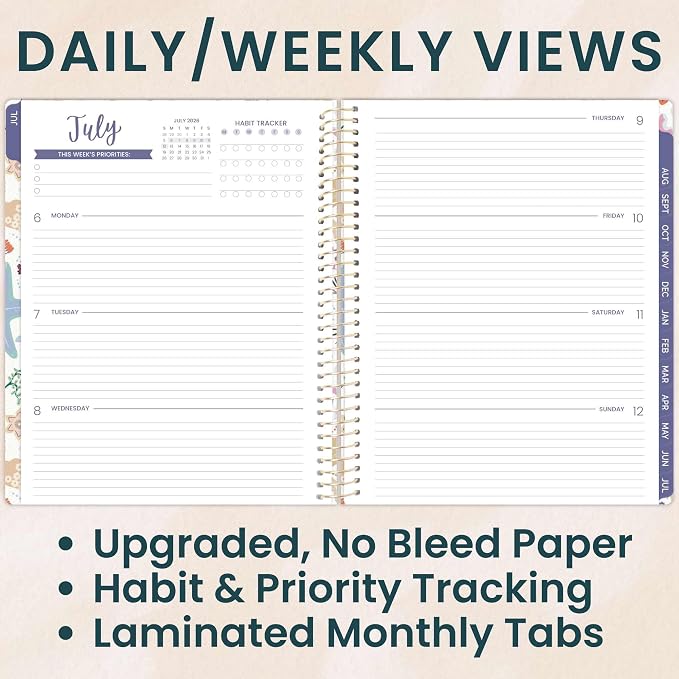 bloom daily planners 2026-2027 (8.5" x 11") Academic Year Day Planner (July 2026 - July 2027) - 13 Months Weekly & Monthly Agenda Organizer with Stickers & Tabs - Seaside Whimsy