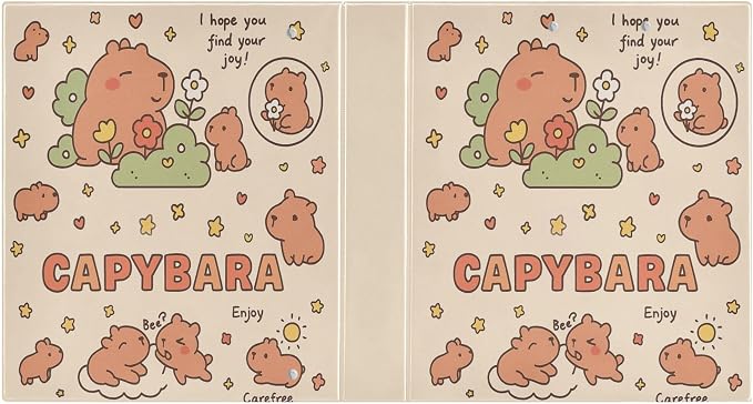 Capybara Round Ring Binders 1.5 Inch Cats Dogs Animals 3 Ring Clipboard Binder for Office School Work Supplies File Folder 200 Sheet Capacity Easy Open 2 Pieces