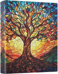 3 Ring Binder Tree of Life with Leaves 1.5 inch Binders Three Ring Binders with Clipboard Fit 8.5'' x 11'' Paper 3 Interior PVC Clear Pockets for Office Supplies
