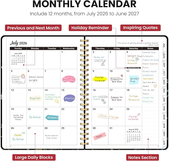 ZOTIA Planner 2026-2027, Jul 2026-Jun 2027 Weekly & Monthly Calendar