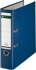 Leitz Plastic Lever Arch File, 90 Percent Recycled Card, 30 Percent Pre-Consumer Recycled Plastic, with Thumbhole and Rado Rings, 80mm Spine 600 Sheet Capacity, Blue, 10101035