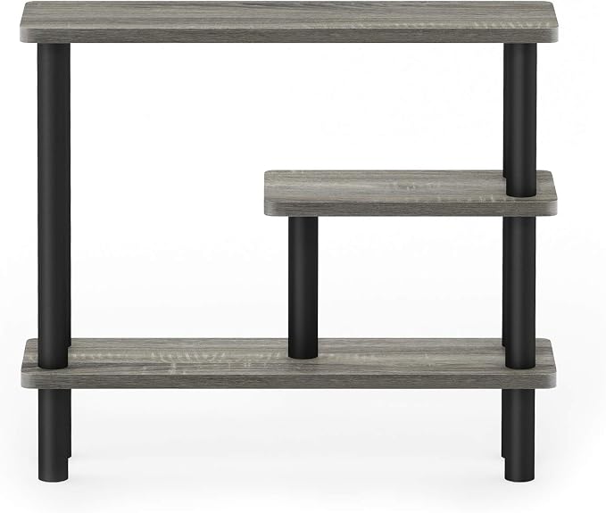 Furinno Turn-N-Tube Slim Space Saving Storage Rack, French Oak Grey/Black | Narrow Storage Rack, Space Saving Shelf, for Bathroom, Living Room, Entryway