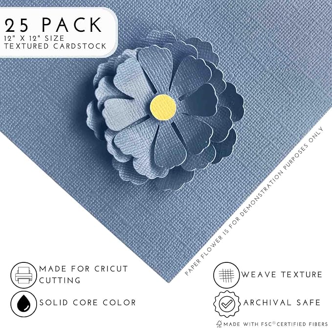 LAGUNA BEACH—12x12 Textured Cardstock | 80lb Textured Blue Scrapbook Paper | Premium Cardstock for Cricut Cutting | 25 Sheets