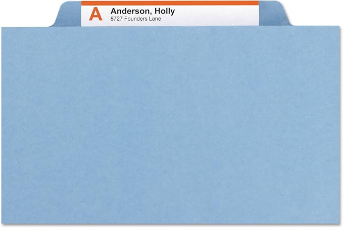 Smead Pressboard File Folder, 1/3-Cut Tab, 1" Expansion, Letter Size, Blue, 25 per Box (21530)