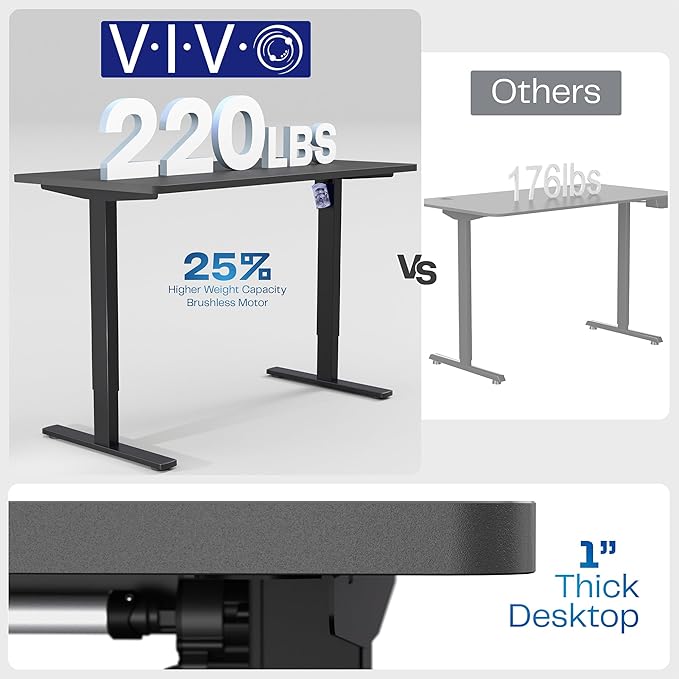 VIVO Electric 55 x 28 in Standing Desk, Memory Height Adjustment, 1B Series, Holds 220 lbs, One-Piece Rustic Vintage Brown Top, White Frame, DESK-KIT-1W55N