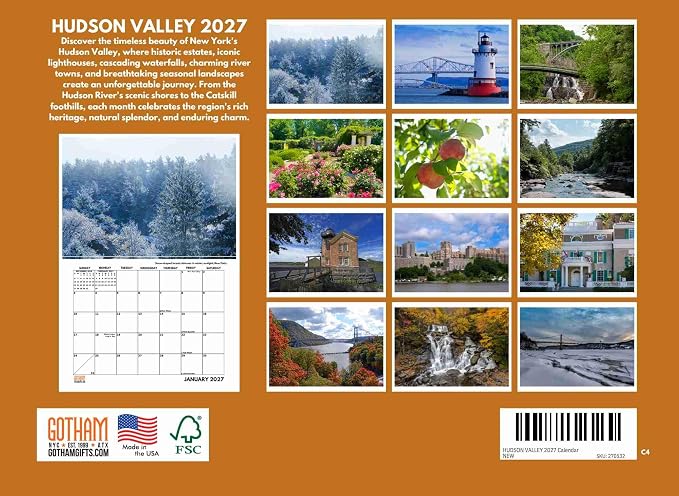 Hudson Valley Calendar 2027 Monthly Wall Calender 12 Month