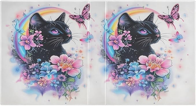 ALAZA 3 Ring Binder Beautiful Black Cat Clipboard Round Ring Binder Holds 1.5 Inch Three Rings Binders for Office Supplies, 1Pack