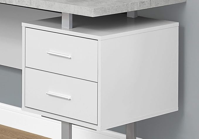Monarch Specialties Computer 70"L Desk Left or Right Facing - White / Cement-Look