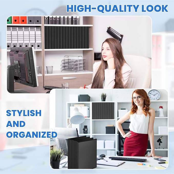 Henoyso 4 Pcs 1.5" Legal Size PP Plastic Binders with View Cover, Durable 3 Ring Black Binders for 8.5" x 14" Paper, Hold up to 275 Sheets for Documents, Office, Home, Work Places