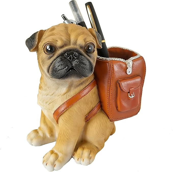Funny Dog Pen Holder, Pencil Holder for Desk, Pug Gifts for Women Men, Cute Desk Pen Organizer for Home Office School Decoration