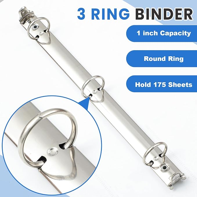 Henoyso 4 Pcs 1" Legal Size PP Plastic Binders with View Cover, Durable 3 Ring White Binders for 8.5" x 14" Paper, Hold up to 175 Sheets for Documents, Office, Home, Work Places