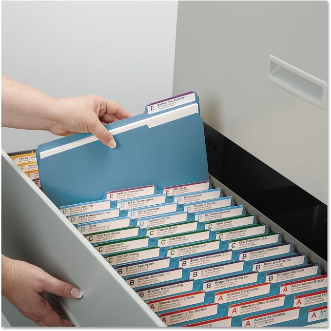 Smead Pressboard File Folder, 1/3-Cut Tab, 1" Expansion, Letter Size, Blue, 25 per Box (21530)