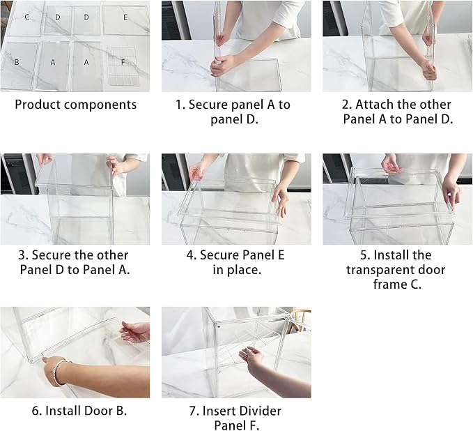 Clear Acrylic Display Case for Figures, 4 Layer Adjustable Acrylic Boxes for Display, Stackable Display Boxes for Collectibles, Action Figure Display Case for Shoe, Bread, Cosmetic, Handbag, 1 Pack