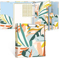 Rouidr 3 Ring Binder, 2 Inch Round Ring Binder Organizer with Clipboard, 5 Dividers Tabs, A4 8.5 x 11 Inch Paper & Clear Sleeves for School, Office Supplies, Colorful Leaves