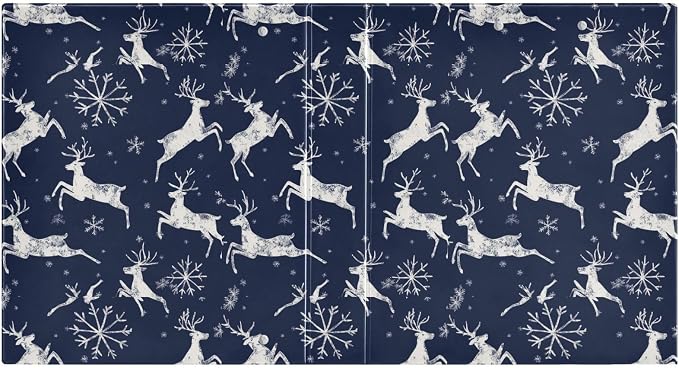 Rustic Winter Reindeer Snowflake Navy Blue 3 Ring Binder 1.5" Decorative D-Ring Binder with Clipboard&3 Clear Pockets, Holds 200 Sheets A4 Size Paper Waterproof Binders for School Home Office|2 Pack
