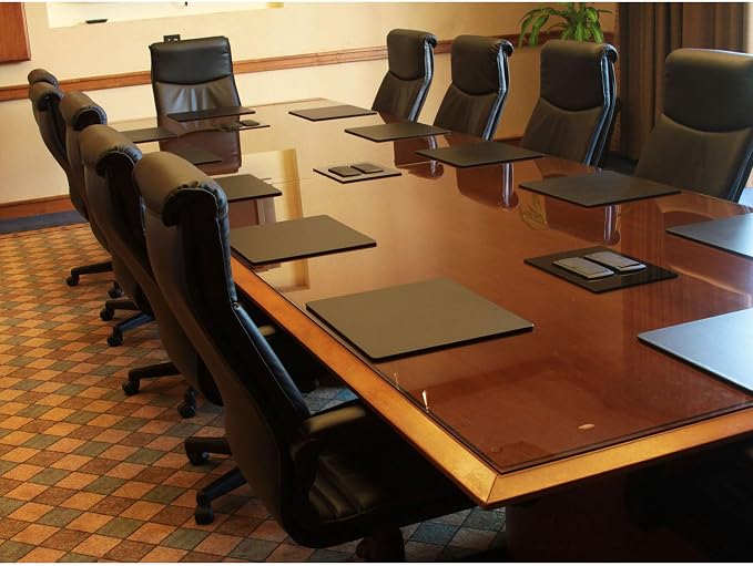 Dacasso Classic Black Leather 17" x 14" Luxury Conference Table Pad - Leather Desk Blotter for Writing - Boardroom Organization & Executive Desk Décor