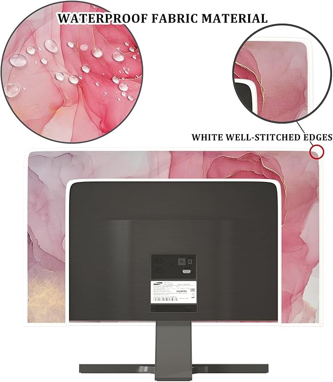 Baocicco Abstract Waterproof Television Cover with Pink Marble Design 75 Inch Full Body Cover for TV Screen Weatherproof Dust-Proof TV Screen Covers Sleeve Compatible with LED OLED Desktop