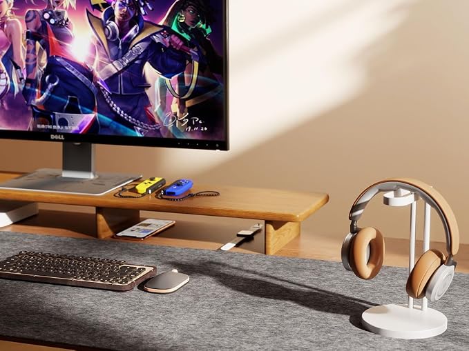 Solid Wood Dual Monitor Stand Riser Walnut Monitor Riser for Desk Wooden Desk Shelf Ergonomic Monitor Stand for Home Office