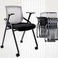BLANEDUO Conference Room Chairs, Folding Office Desk Chair with Lumbar Support and Sliding Armrest, Stackable Office Guest Chairs & Reception Chairs(12 Pack)