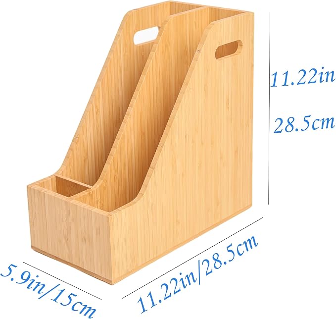 Bamboo File Folder Holder Book Holder Document Rack | Document Cabinet Rack, Storage Organizer, Small Magazine Shelf, For Home, Office