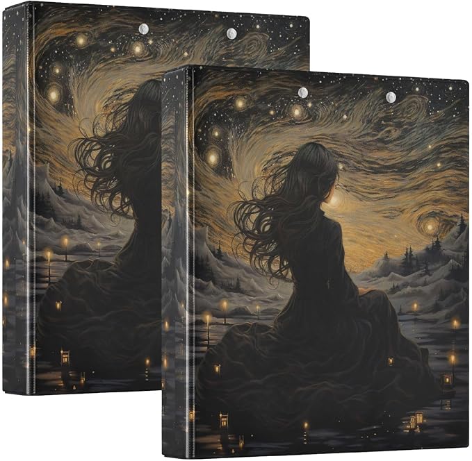 Custom 3 Ring Binder Goddess Starry Sky 1.5" Round Ring Binders Personalized Name View Binder with 200 Sheet for Women Men Office Kids School Supplies, 1 Pack