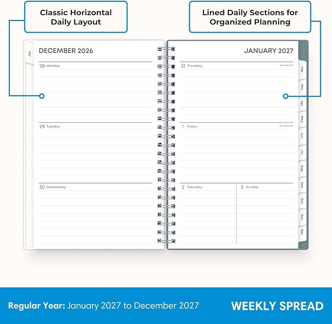 Blue Sky 2027 Weekly & Monthly Planner Calendar, 5"x8", Amitza