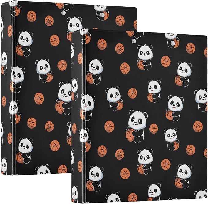 Basketball Black Cool Round Ring Binders 1.5 Inch Slam Dunk Doodle Pattern 3 Ring Clipboard Binder for Office School Work Supplies File Folder Document 200 Sheet Capacity Easy Open 2 Pieces