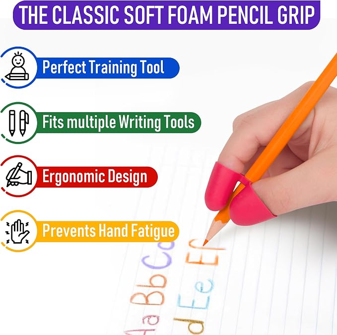 The Classics Writing CLAW Pencil Grip Medium 6 Pack – Ergonomic Aid for Kids, Pre-K, Special Needs, Fits Pencils, Pens, Utensils, Right or Left Hand, Easy Grip Trainer, Occupational Therapy