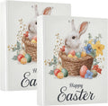 Watercolor Happy Easter Bunny Binder 3 Ring 1.5 Inch Binder with Clipboard&Pockets, Hardcover Binders Heavy Duty Large File Folder for Office School Supplies - Holds 200 Sheets, 2 PC