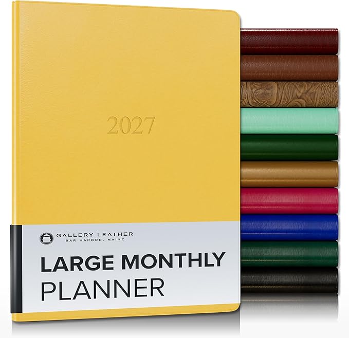 Gallery Leather Large Monthly Planner 2026-2027 Caribbean Yellow