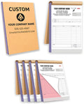 Custom Carbonless Invoice Book with Logo, Personalized Cover & Inner Pages, 2 Part NCR Receipt & Work Order Forms, Easy Tear, Writing Shield for Small Business (2-Part [White/Red], 10.24 * 7.48INCH)