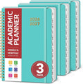 Taja 3 Pack Planner 2026-2027, Jul 2026-Jun 2027 Monthly & Weekly Planner | 6.3" x 8.5", Hardcover Academic Calendar, Teacher Student Planning Book for Office School Supplies, 3 Aquamarine