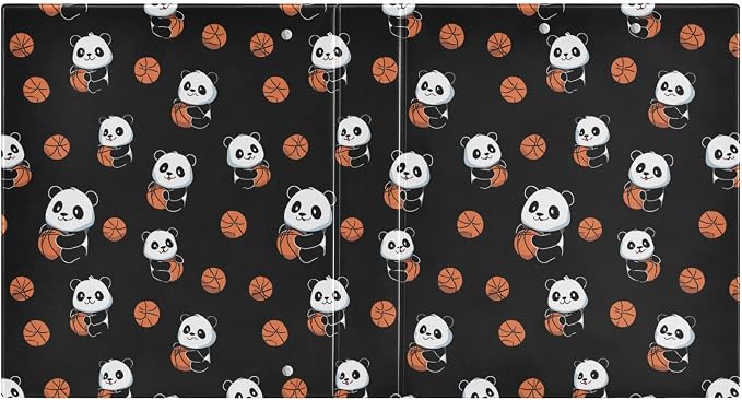 Basketball Black Cool Round Ring Binders 1.5 Inch Slam Dunk Doodle Pattern 3 Ring Clipboard Binder for Office School Work Supplies File Folder Document 200 Sheet Capacity Easy Open 2 Pieces