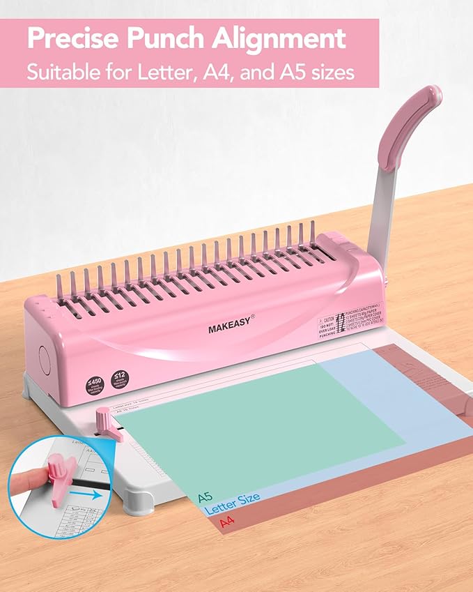 Binding Machine, 21-Hole, Comb Binding Machines with 100PCS Comb Bindings Spines, Comb Binder for Letter Size, A4, A5 Paper