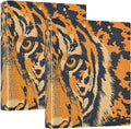 JIPONI 3 Ring Binder Tiger 1 Inch Round Binders for Men Women Students, Cute File Organizer for Office School, 2pcs