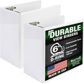 Samsill Durable 6 inch 3 Ring Binder, Locking D Ring Binder, Customizable Clear View Cover, White, 2-Pack, Holds 1225 Pages